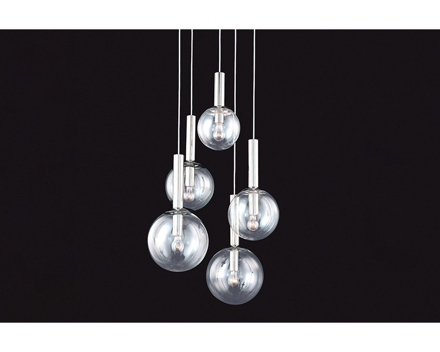 Sonneman Bubbles Chandelier - Polished Nickel, 5-Light