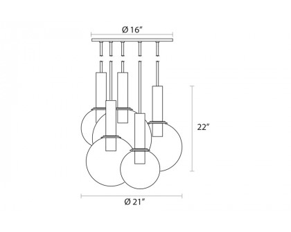 Sonneman Bubbles Chandelier - Polished Nickel, 5-Light