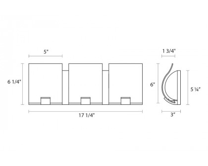 Sonneman Aquo LED Bath Bar - Satin Nickel, 3-Light