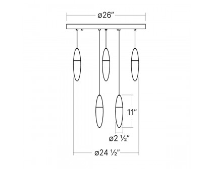 Sonneman Sultana Round Chandelier - 9 Light, Polished Chrome w/ White Canopy