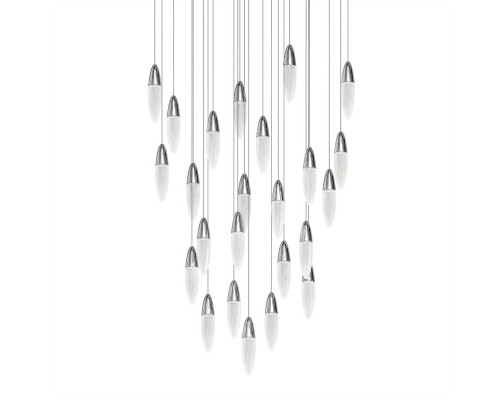 Sonneman Sultana Round Chandelier - 24 Light, Polished Chrome w/ White Canopy