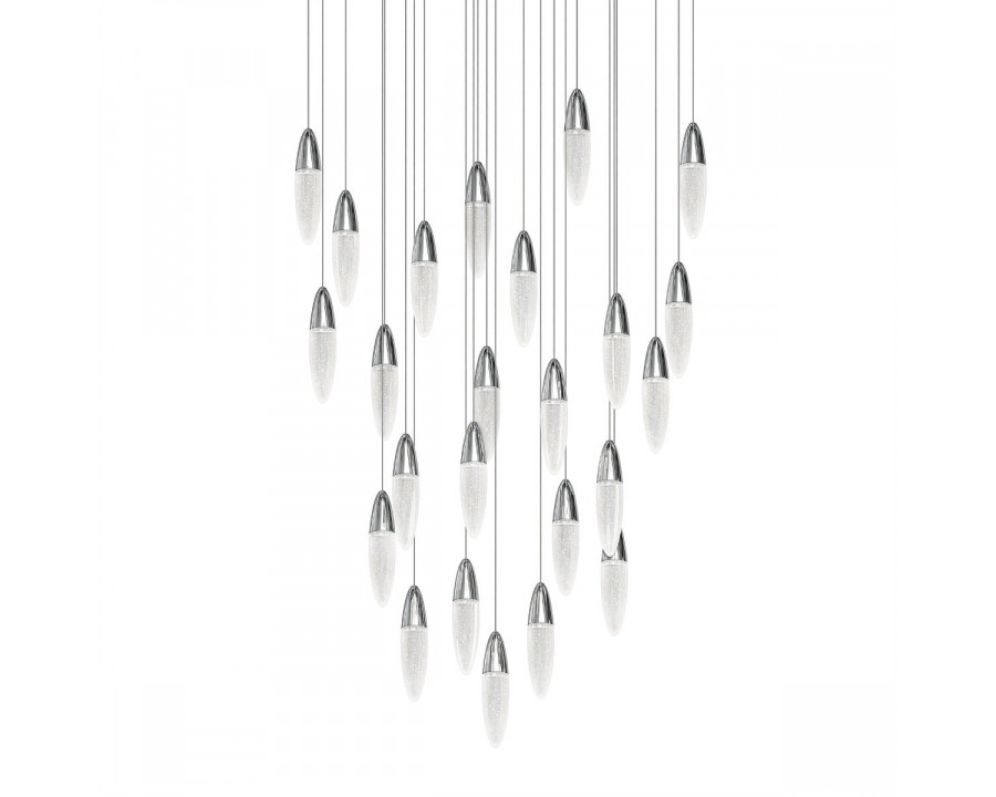 Sonneman Sultana Round Chandelier - 24 Light, Polished Chrome w/ White Canopy