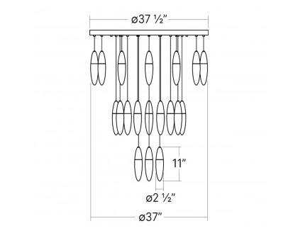 Sonneman Sultana Round Chandelier - 24 Light, Polished Chrome w/ White Canopy