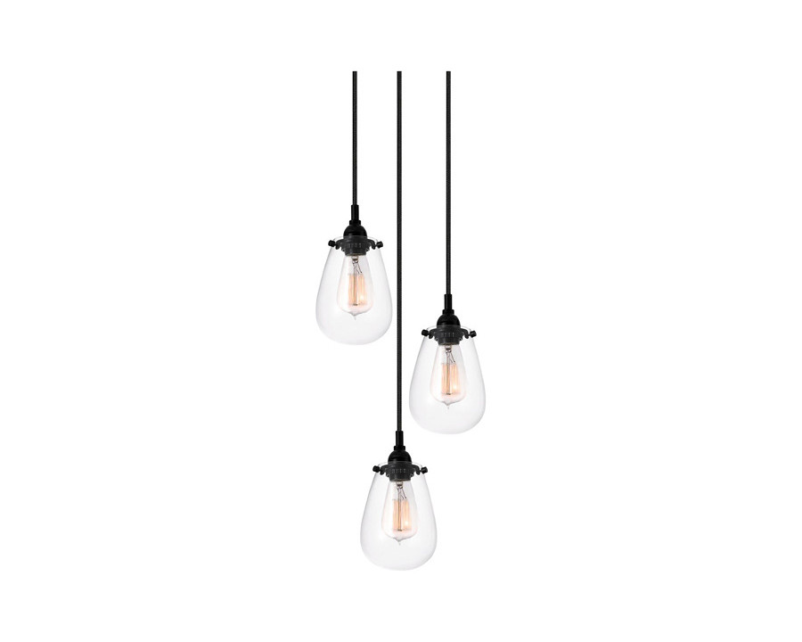 Sonneman Chelsea Chandelier - Satin Black, 3-Light