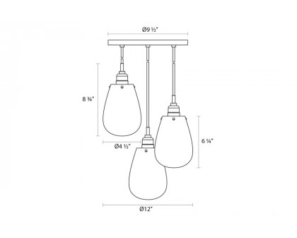 Sonneman Chelsea Chandelier - Satin Black, 3-Light