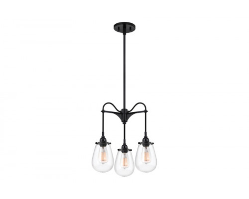 Sonneman Chelsea Chandelier - Satin Black, 3-Arm