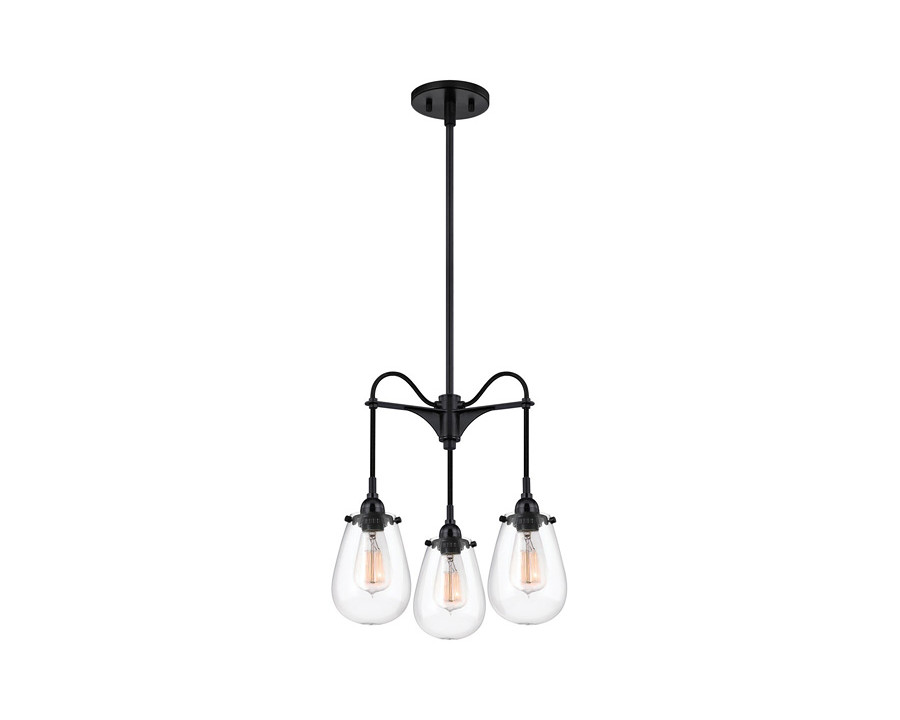 Sonneman Chelsea Chandelier - Satin Black, 3-Arm