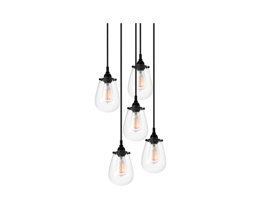 Sonneman Chelsea Chandelier - Satin Black, 5-Light