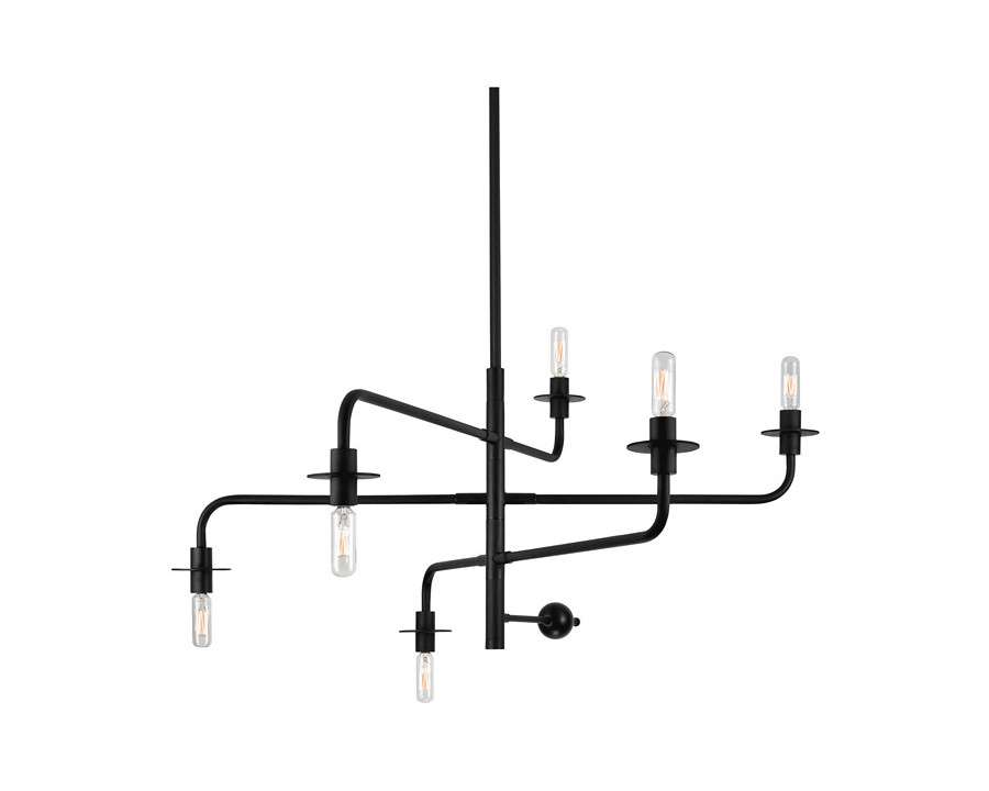 Sonneman Atelier Chandelier - Satin Black, 6-Light