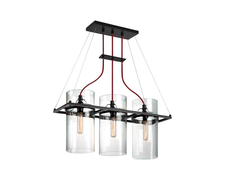 Sonneman Square Ring Pendant - Satin Black, 3-Light, Rectangle