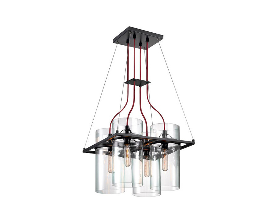 Sonneman Square Ring Pendant - Satin Black, 4-Light, Square