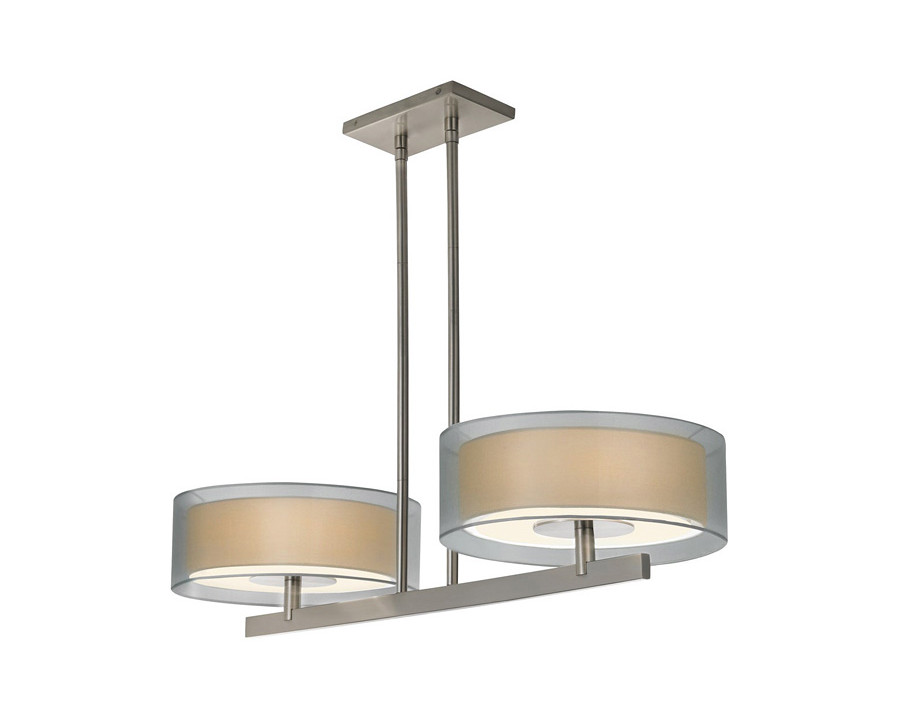 Sonneman Puri Bar Pendant - Satin Nickel, 2-Light