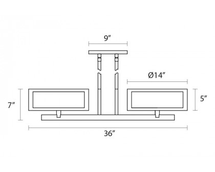 Sonneman Puri Bar Pendant - Satin Nickel, 2-Light