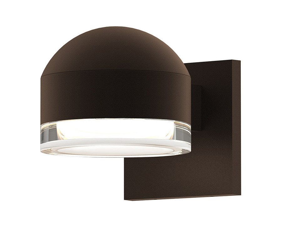 Sonneman REALS Downlight LED Sconce - Textured Bronze, Dome Cap and Clear Cylinder Lens