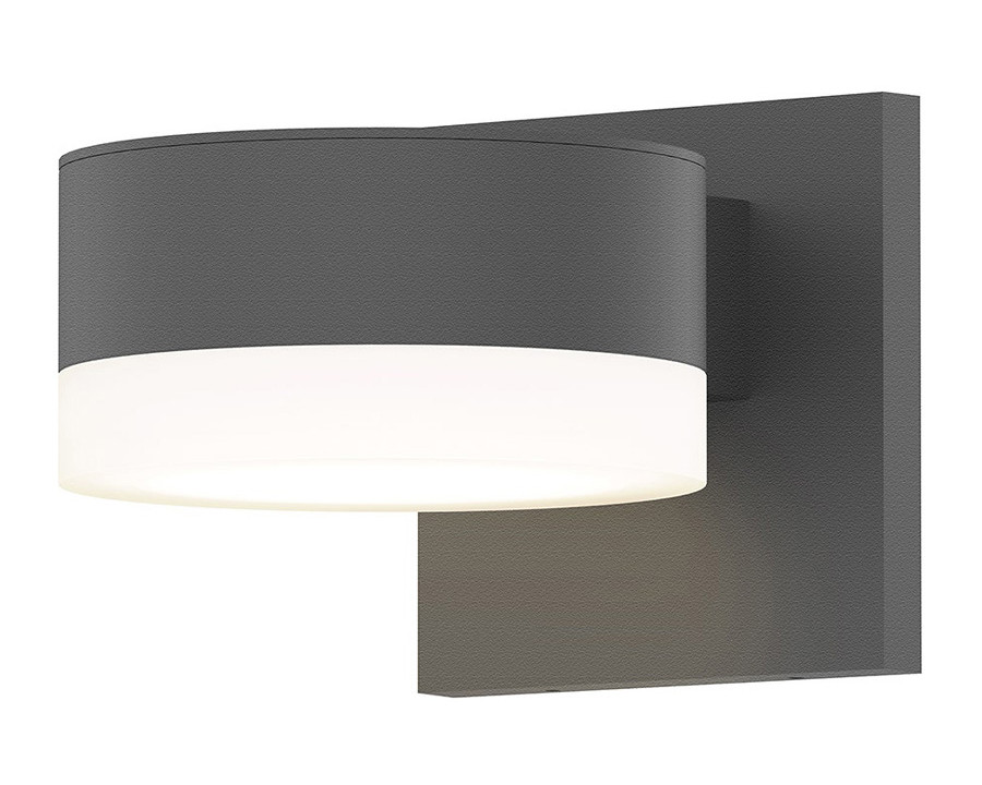 Sonneman REALS Downlight LED Sconce - Textured Gray, Plate Cap and White Cylinder Lens