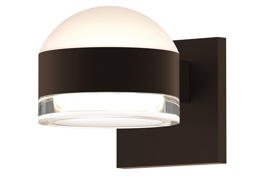 Sonneman™ REALS Up/Down LED Sconce - Textured Bronze, Dome Lens and Clear Cylinder Lens