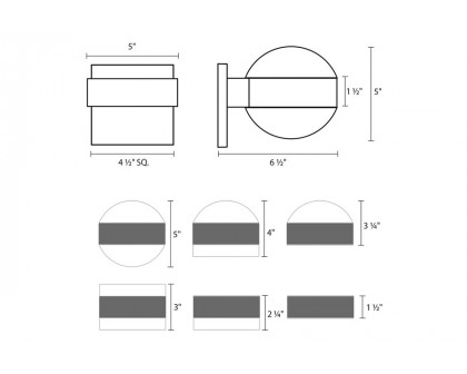 Sonneman™ REALS Up/Down LED Sconce - Textured Bronze, Dome Lens and Clear Cylinder Lens