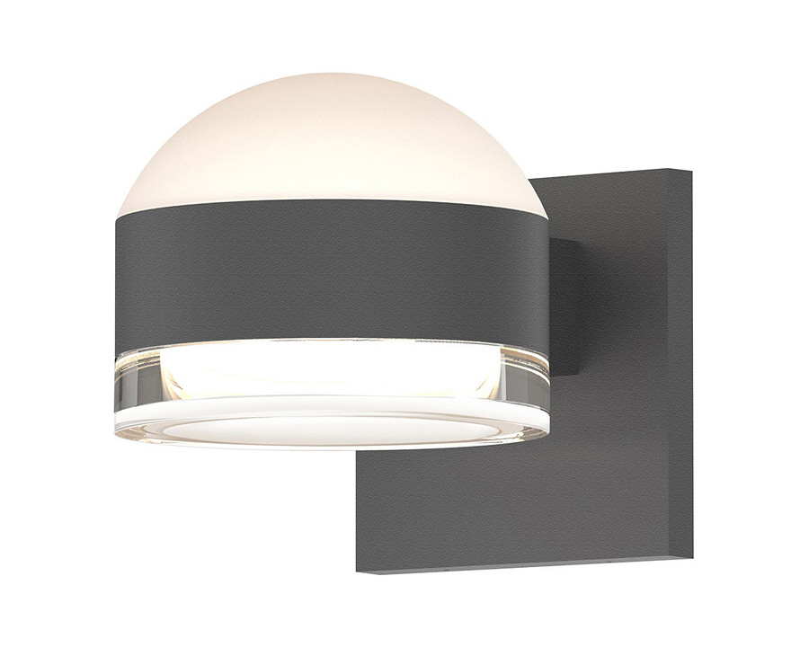 Sonneman REALS Up/Down LED Sconce - Textured Gray, Dome Lens and Clear Cylinder Lens