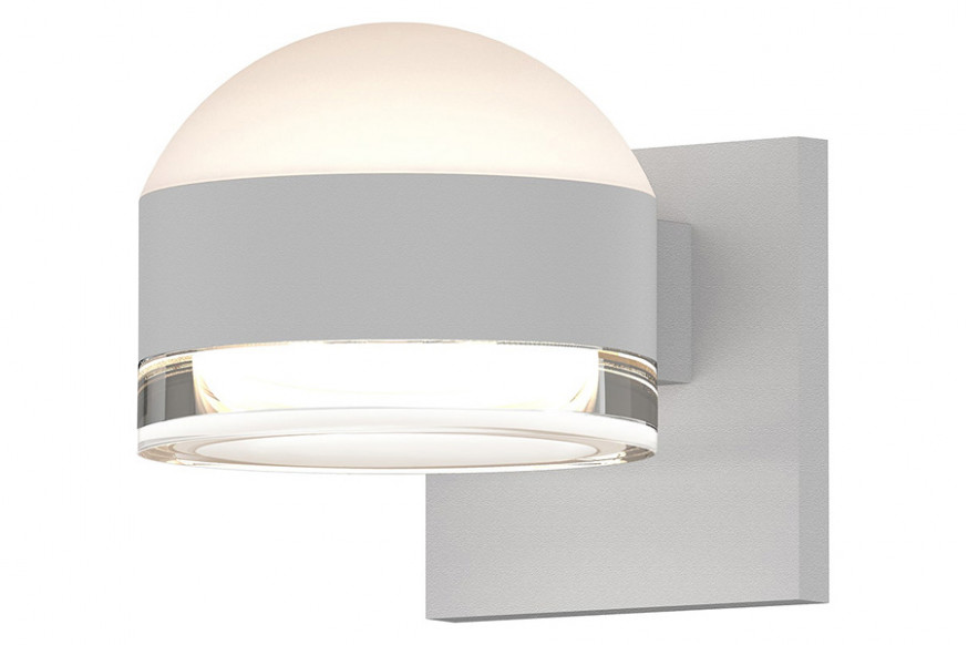 Sonneman™ REALS Up/Down LED Sconce - Textured White, Dome Lens and Clear Cylinder Lens