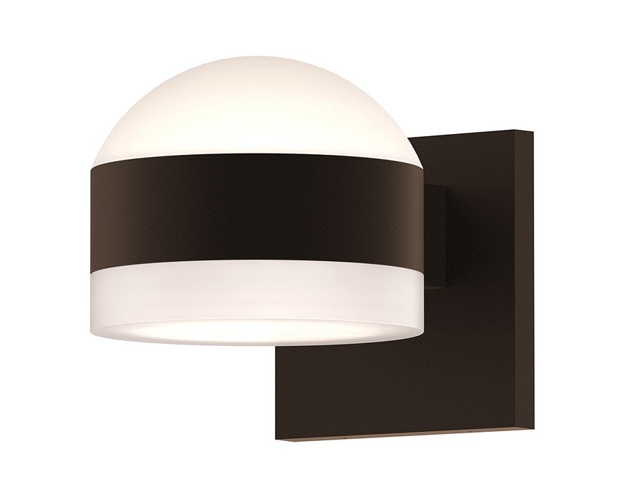 Sonneman REALS Up/Down LED Sconce - Textured Bronze, Dome Lens and White Cylinder Lens