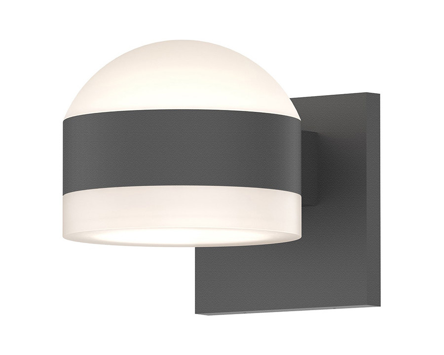 Sonneman REALS Up/Down LED Sconce - Textured Gray, Dome Lens and White Cylinder Lens