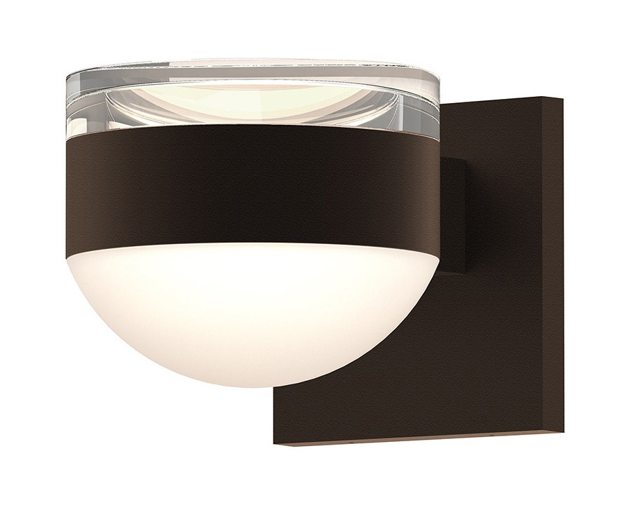 Sonneman REALS Up/Down LED Sconce - Textured Bronze, Clear Cylinder Lens and Dome Lens