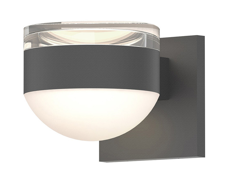 Sonneman REALS Up/Down LED Sconce - Textured Gray, Clear Cylinder Lens and Dome Lens