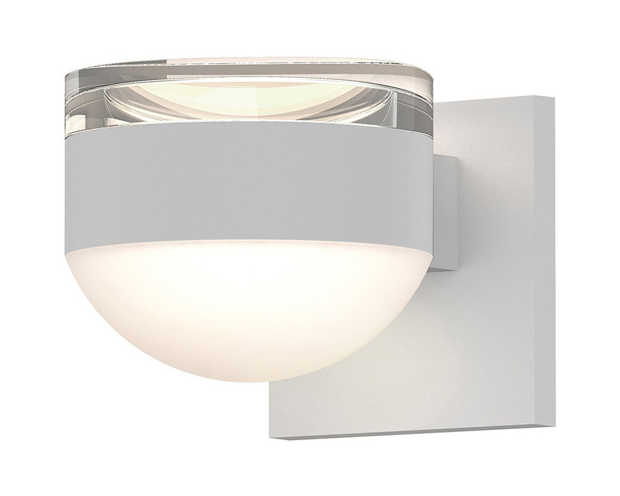 Sonneman REALS Up/Down LED Sconce - Textured White, Clear Cylinder Lens and Dome Lens