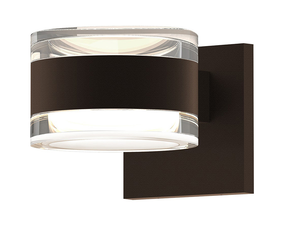 Sonneman REALS Up/Down LED Sconce - Textured Bronze, Clear Cylinder Lenses