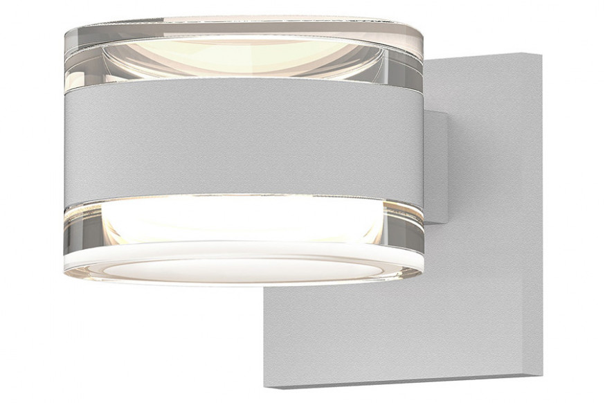 Sonneman™ REALS Up/Down LED Sconce - Textured White, Clear Cylinder Lenses