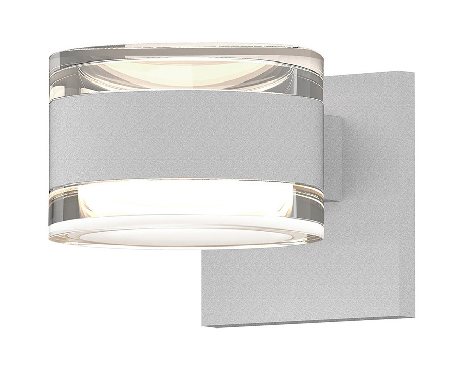 Sonneman REALS Up/Down LED Sconce - Textured White, Clear Cylinder Lenses