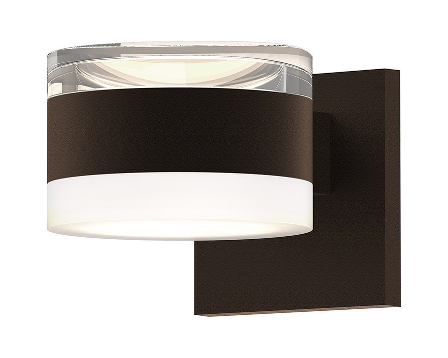 Sonneman REALS Up/Down LED Sconce - Textured Bronze, Clear Cylinder Lens and White Cylinder Lens