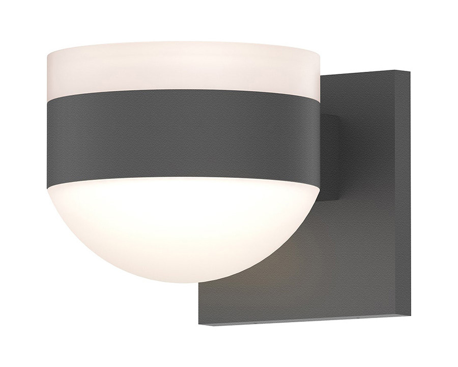 Sonneman REALS Up/Down LED Sconce - Textured Gray, White Cylinder Lens and Dome Lens