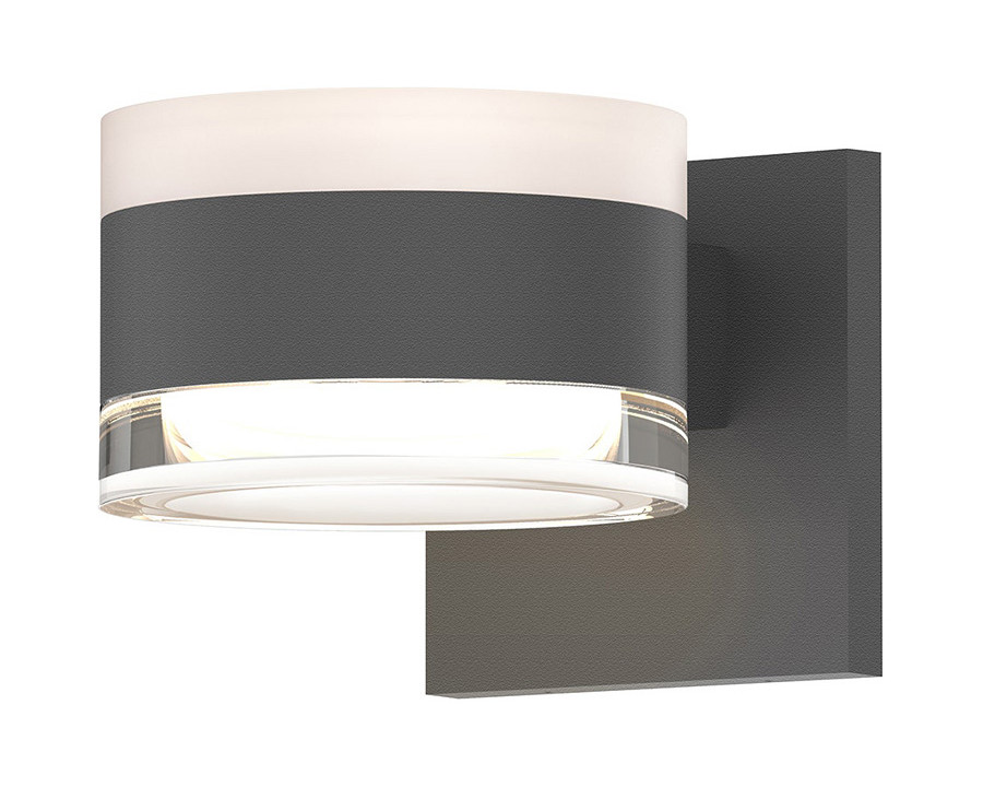 Sonneman REALS Up/Down LED Sconce - Textured Gray, White Cylinder Lens and Clear Cylinder Lens