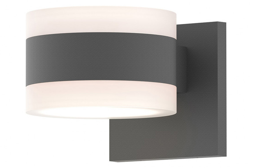 Sonneman™ REALS Up/Down LED Sconce - Textured Gray, White Cylinder Lenses