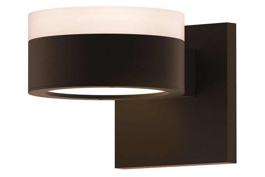 Sonneman™ REALS Up/Down LED Sconce - Textured Bronze, White Cylinder Lens and Plate Lens