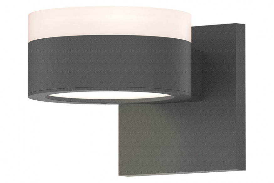 Sonneman™ REALS Up/Down LED Sconce - Textured Gray, White Cylinder Lens and Plate Lens