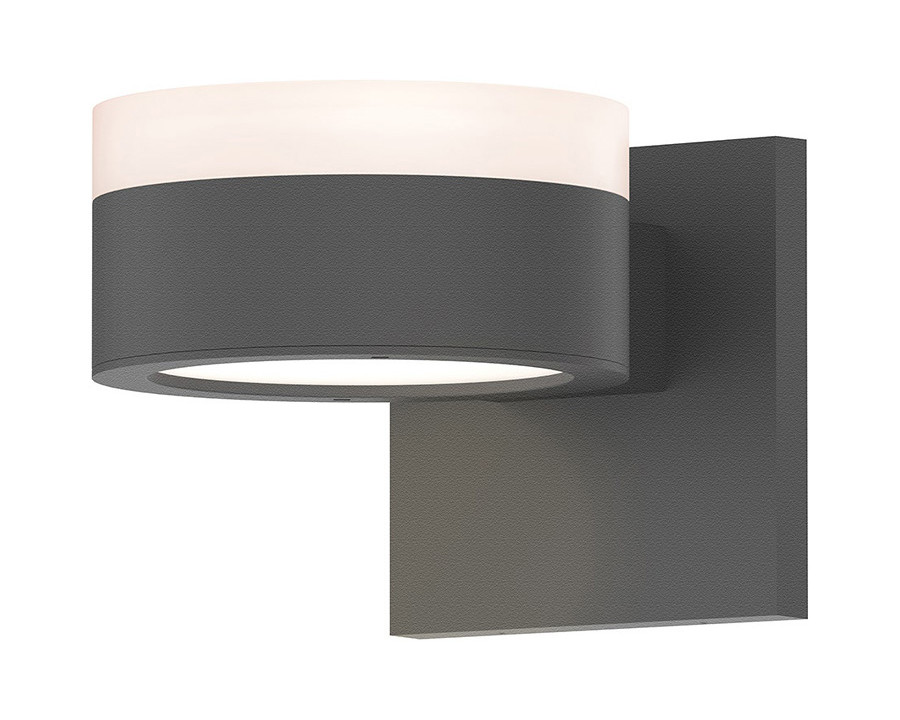 Sonneman REALS Up/Down LED Sconce - Textured Gray, White Cylinder Lens and Plate Lens