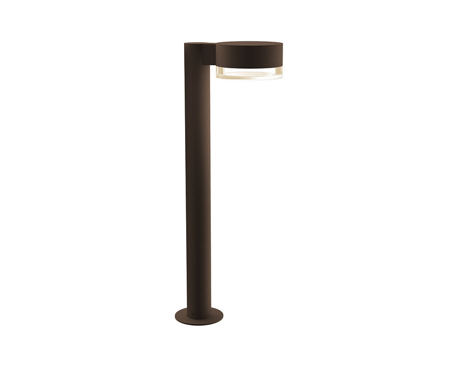 Sonneman REALS LED Bollard - Textured Bronze, 22", Plate Cap and Clear Cylinder Lens