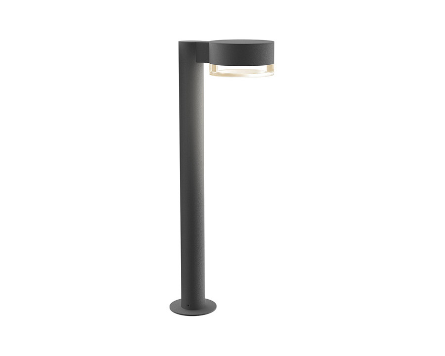 Sonneman REALS LED Bollard - Textured Gray, 22", Plate Cap and Clear Cylinder Lens