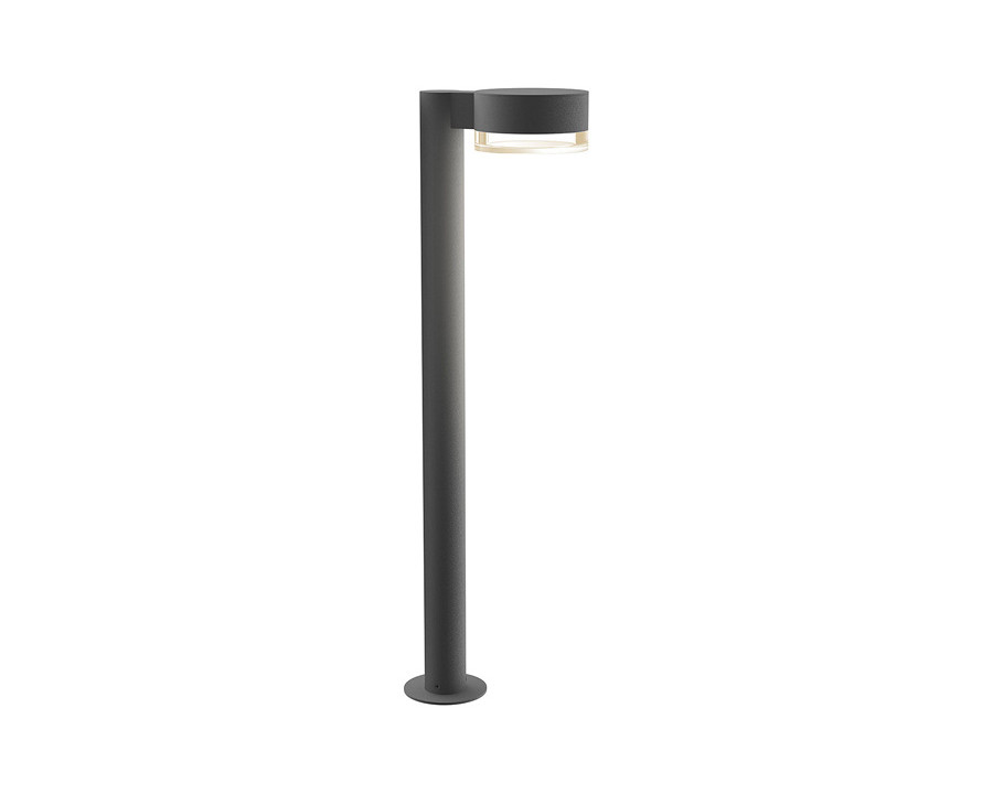 Sonneman REALS LED Bollard - Textured Gray, 28", Plate Cap and Clear Cylinder Lens