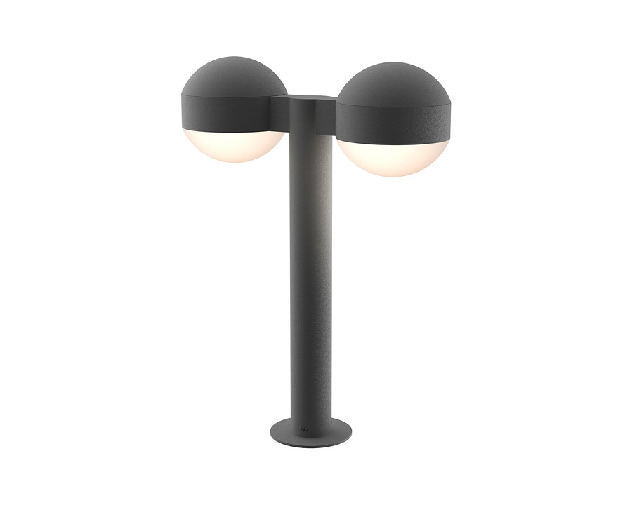 Sonneman REALS LED Double Bollard - Textured Gray, 16", Dome Caps and Dome Lenses