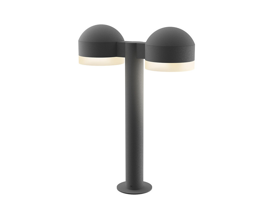 Sonneman REALS LED Double Bollard - Textured Gray, 16", Dome Caps and White Cylinder Lenses