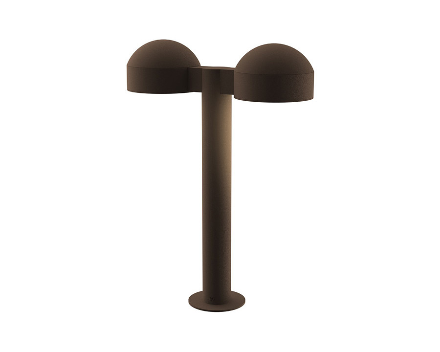 Sonneman REALS LED Double Bollard - Textured Bronze, 16", Dome Caps and Plate Lenses