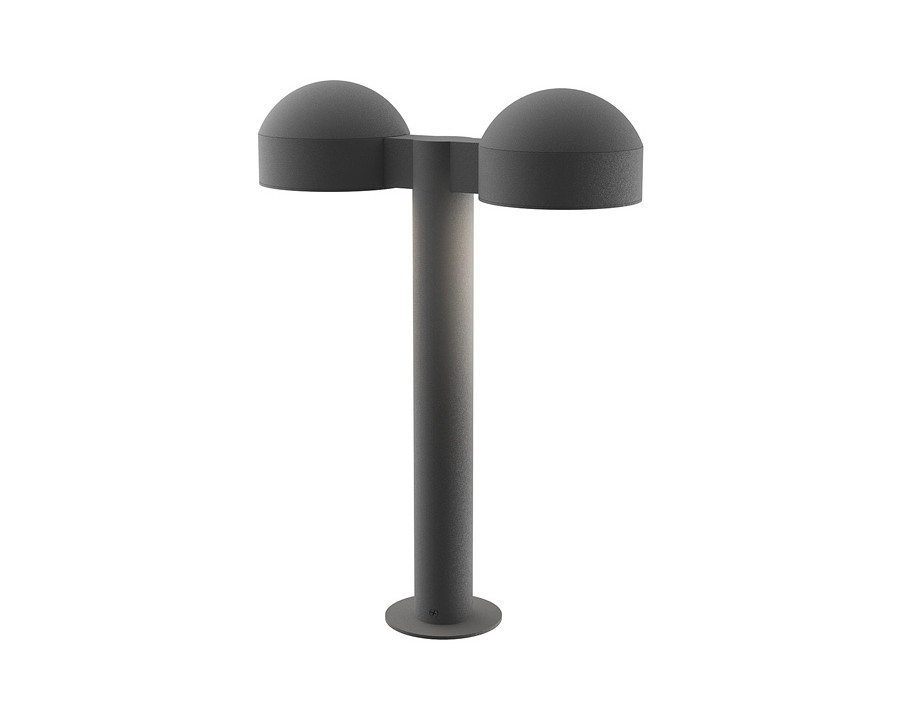 Sonneman REALS LED Double Bollard - Textured Gray, 16", Dome Caps and Plate Lenses