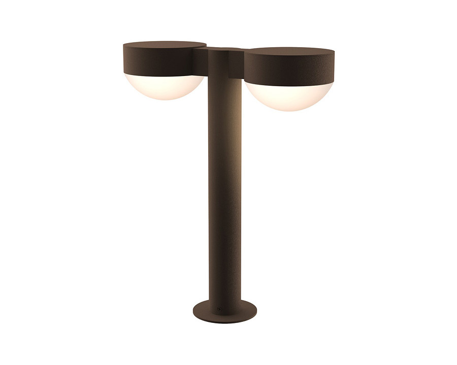 Sonneman REALS LED Double Bollard - Textured Bronze, 16", Plate Caps and Dome Lenses