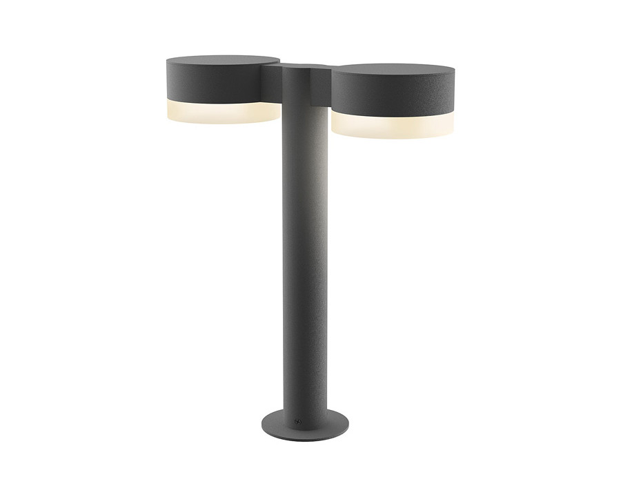 Sonneman REALS LED Double Bollard - Textured Gray, 16", Plate Caps and White Cylinder Lenses