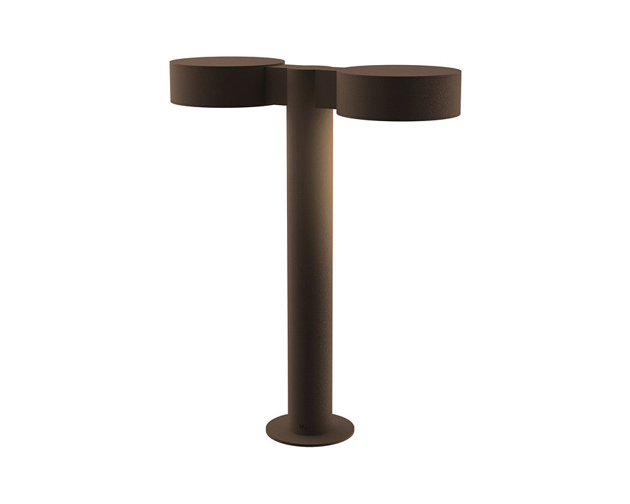 Sonneman REALS LED Double Bollard - Textured Bronze, 16", Plate Caps and Plate Lenses