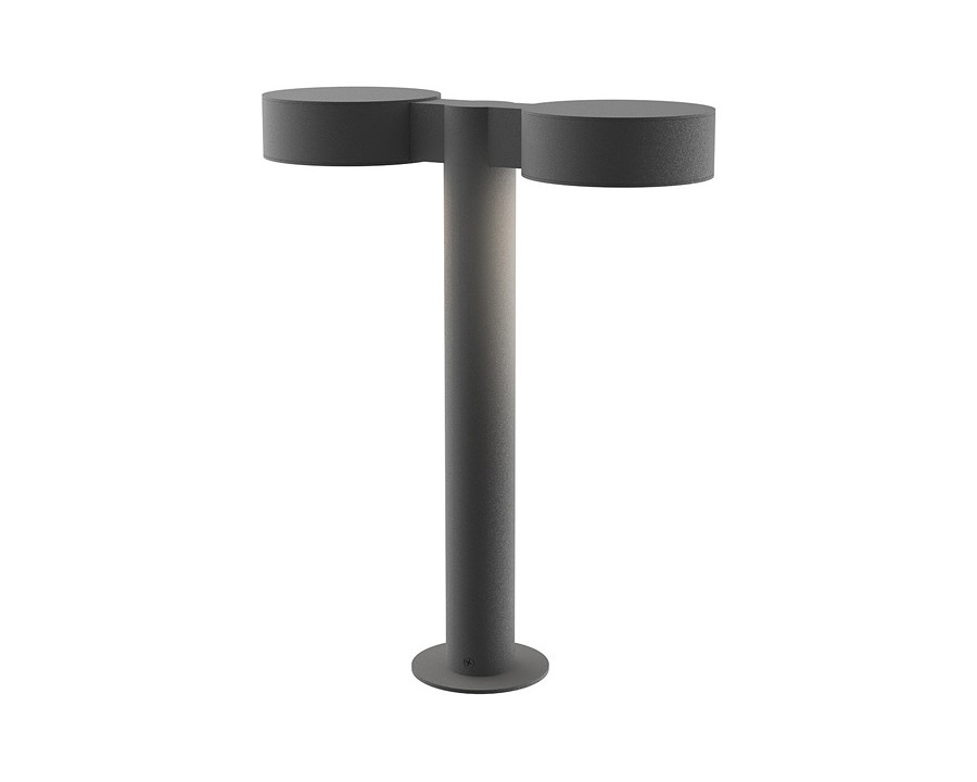 Sonneman REALS LED Double Bollard - Textured Gray, 16", Plate Caps and Plate Lenses