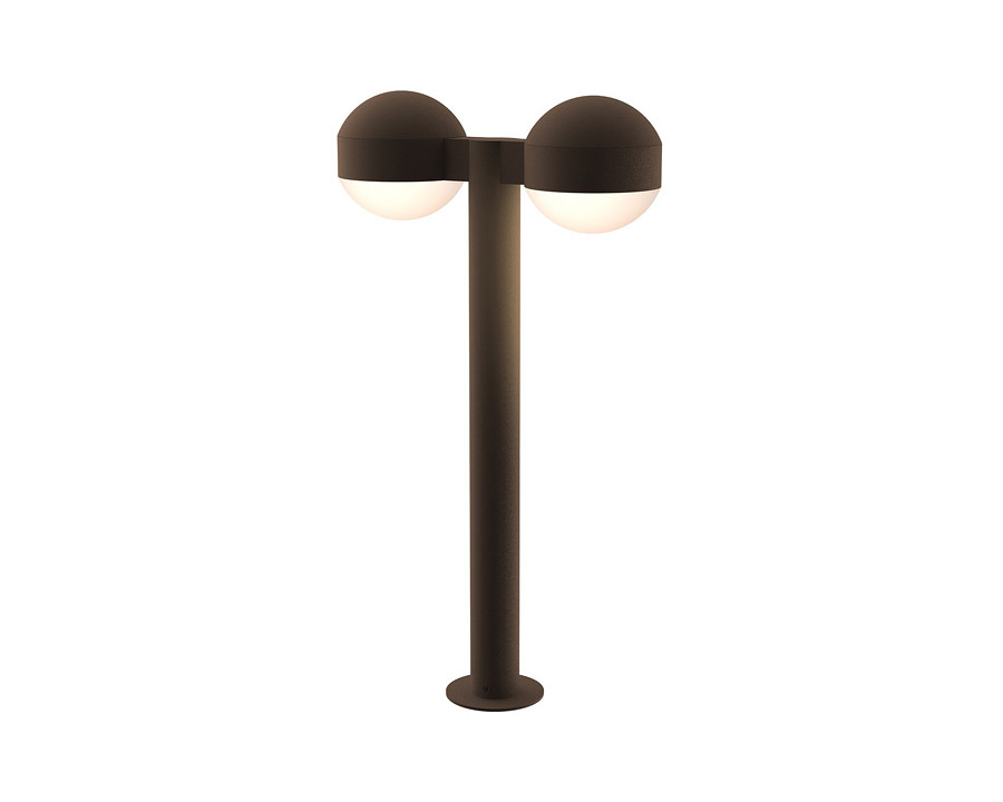 Sonneman REALS LED Double Bollard - Textured Bronze, 22", Dome Caps and Dome Lenses